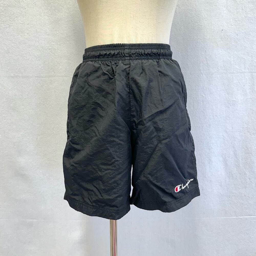 Champion‎ vintage 90s black nylon gym track shorts pockets mesh lined size small - Picture 3 of 14